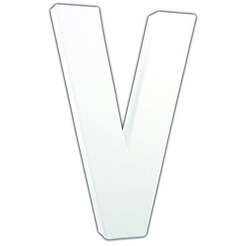 Décopatch AC721Cpack - Packung 3 Träger aus Pappmaché, Buchstabe V, 3x13,5x20,5 cm, Weiß, 1 Pack von décopatch