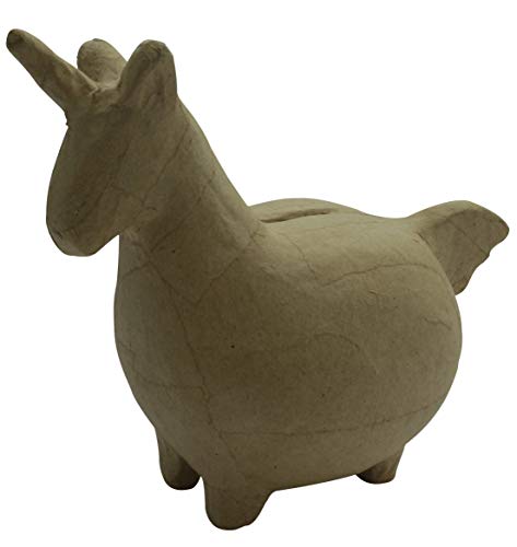 Décopatch AC840C - Spardose aus Pappmaché, Einhorn 19,5x10x15,5cm, Öffnungssystem auf der Unterseite, 1 Stück von Décopatch