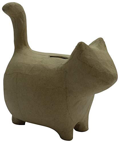 Décopatch AC841C - Spardose aus Pappmaché, Katze stehend 14x8,5x15cm, Öffnungssystem auf der Unterseite, 1 Stück von Décopatch