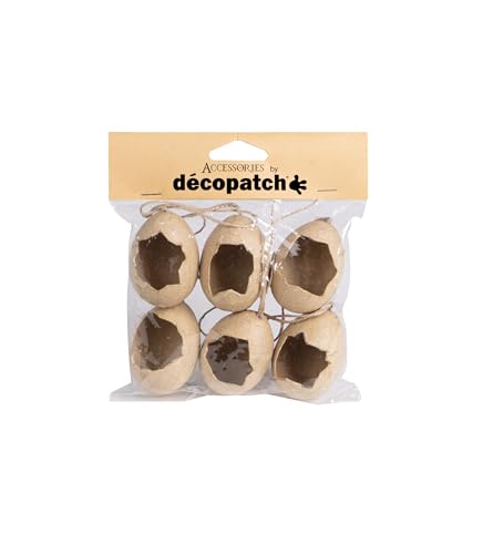 Décopatch AC907C – EIN Set mit 6 Halterungen aus braunem Pappmaché, 5 x 5 x 5,3 cm, Eier zum Aufhängen Décopatch AC907C – EIN Set mit 6 Halterungen aus braunem Pappmaché, 5 x 5 x 5,3 cm, Eier zum Aufhängen von Décopatch