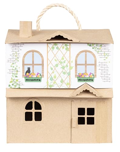 Décopatch AC920C - Puppenhaus aus Pappmaché, zum Verzieren, 25x24x27cm, Kartonbraun, DIY Aktivität, 1 Stück von Décopatch