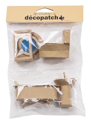 Décopatch AC925C - Set 6 Miniaturen aus Pappmaché, Badezimmer sortiert, zum Verzieren, 15,5 x 3,5 x 22 cm, DIY Aktivität, 1 Set von Décopatch