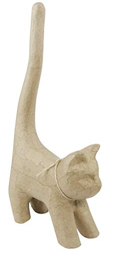 Décopatch AP129O Träger XS aus Pappmaché, mini Katze mit langen Schwanz, 9,3 x 3,5 x 16,5 cm, zum Verzieren von Décopatch