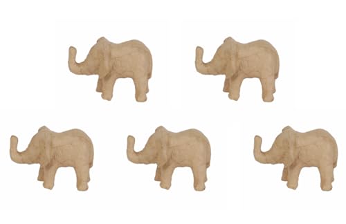 Décopatch AP152Opack - Packung 5 Träger zum Verzieren, aus Pappmaché, Elefant, 10x8x7 cm, Kraftbraun, 1 Pack von Décopatch
