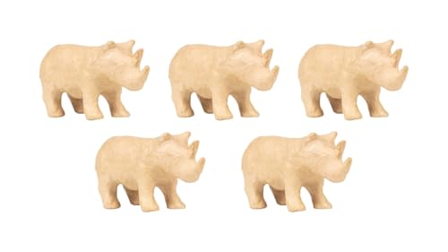 Décopatch AP205C - Set mit 5 Tierfiguren aus Pappmaché, zum Verzieren, 13x5x7cm, Kartonbraun, DIY Aktivität, Nashorn / Rhinozeros , 1 Set Décopatch AP205C - Set mit 5 Tierfiguren aus Pappmaché, zum Verzieren, 13x5x7cm, Kartonbraun, DIY Aktivität, Nashorn / Rhinozeros , 1 Set von Décopatch