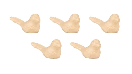 Décopatch AP208C - Set mit 5 Tierfiguren aus Pappmaché, zum Verzieren, 12x4x5,5cm, DIY Aktivität, Kartonbraun, Vogel, 1 Set von Decopatch