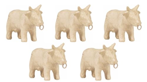 Décopatch AP209C - Set mit 5 Tierfiguren aus Pappmaché, zum Verzieren, 12,5x5x8cm, DIY Aktivität, Kartonbraun, Kuh mit Ring, 1 Set Décopatch AP209C - Set mit 5 Tierfiguren aus Pappmaché, zum Verzieren, 12,5x5x8cm, DIY Aktivität, Kartonbraun, Kuh mit Ring, 1 Set von Décopatch