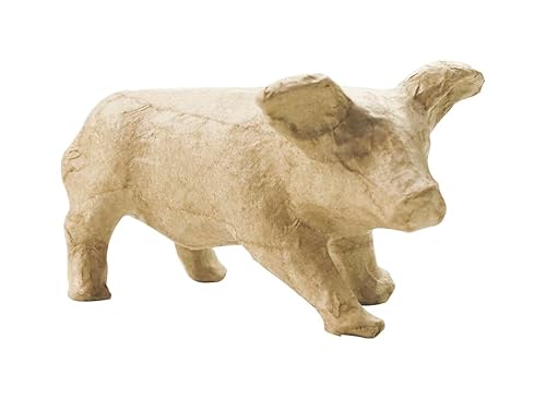 Décopatch AP614Opack - Packung 5 Träger zum Verzieren, aus Pappmaché, Schwein (stehend), 10,5x7x5,5 cm, Kraftbraun, 1 Pack von décopatch