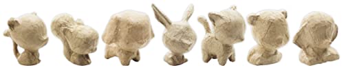 Décopatch APXSZ01C - Kreativset mit 8 Minitieren aus Pappmachee zum Personalisieren (Vögel, Eichhörnchen, Hund; Kaninchen, Katze x2, Bär, Elefant), 1 Set von Decopatch