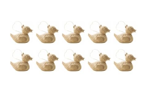 Décopatch APZ161C Packung mit 10 kleinen Ente (aus Pappmaché, zum Verzieren und Personalisieren, 9,5 x 5 x 7,5 cm) 10 Stück kartonbraun von Décopatch