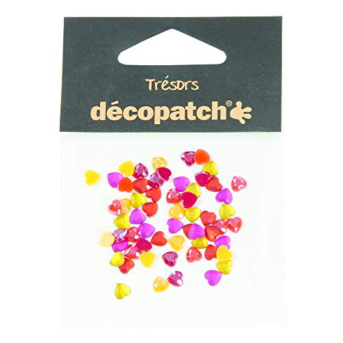 Décopatch BJ018O Packung mit 60 Schmuck (Herzform, ideal für Ihre Pappmachés und Bastelprojekte, 5mm, tolle Lichteffekte) 60 Stück gelb/orange von Decopatch