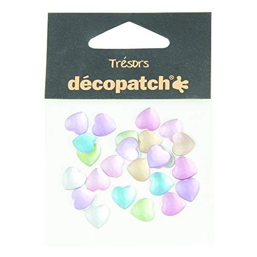 Décopatch BJ022O Packung mit 24 Schmuck (Herzform, ideal für Ihre Pappmachés und Bastelprojekte, 10mm, tolle Lichteffekte) 24 Stück pastel, farbig sortiert von Decopatch