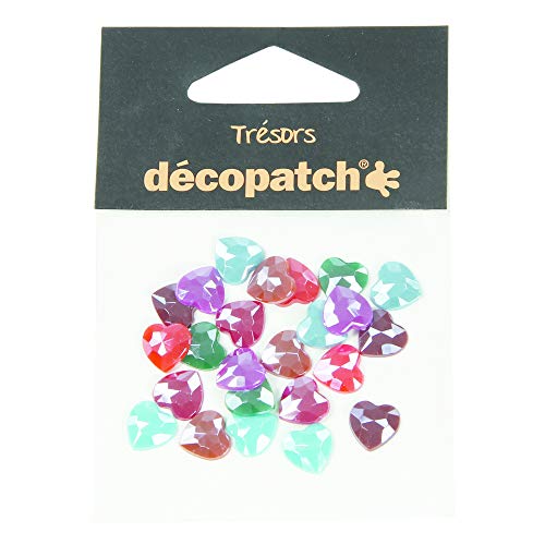 Décopatch BJ023O Packung mit 24 Schmuck (Herzform, ideal für Ihre Pappmachés und Bastelprojekte, 10mm, tolle Lichteffekte) 24 Stück pearl flashy, farbig sortiert von Decopatch