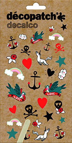 Décopatch BJ035O Packung mit 2 Bögen Rübbelbilder Decalco (ideal für ein perfektes Finish Ihrer Pappmachés und Bastelprojekte, Tatoos) 1 Stück von décopatch