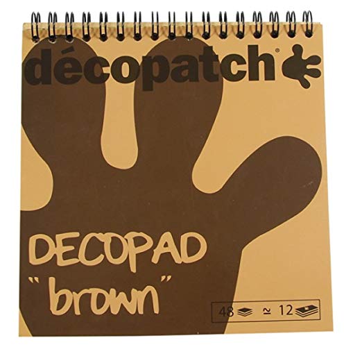 Décopatch BLOC06O Décopad Block (praktisch und einfach zum Verwenden, 48 Blatt, 12 verschiedenen Motiven, 15 x 15cm, ideal für Ihre Pappmachés und Bastelprojekte) 1 Block braun von Decopatch