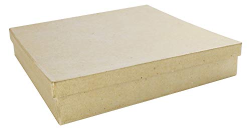 Décopatch BT016O Box quadratisch flach (aus Pappmaché, 21 x 21 x 3,5 cm, zum Verzieren, ideal für Ihre Wohndeko) Kartonbraun von Decopatch