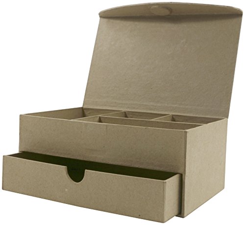 Décopatch BT025O Schmuckkästchen mit Schublade und 4 Fächern aus Pappmaché, 11 x 19 x 8 cm, zum Verzieren, mit Deckel und Magnetverschluss, perfekt für Ihre Wohndeko, Kartonbraun Décopatch BT025O Schmuckkästchen mit Schublade und 4 Fächern aus Pappmaché, 11 x 19 x 8 cm, zum Verzieren, mit Deckel und Magnetverschluss, perfekt für Ihre Wohndeko, Kartonbraun von Decopatch
