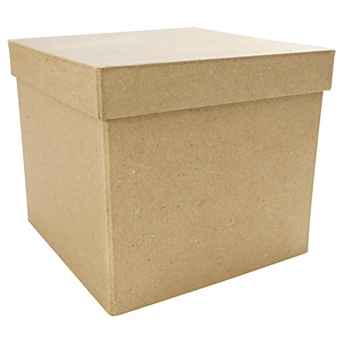 Décopatch BT039O Box quadratisch aus Pappmaché, 16 x 16 x 14 cm, zum Verzieren, perfekt für Ihre Wohndeko, Kartonbraun von Decopatch