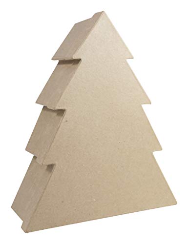 Décopatch BT057C Schachtel (aus Pappmaché, Größe M, 10 x 25 x 29,5 cm, zu Personalisieren) 1 Stück Tannnenbaum von Decopatch