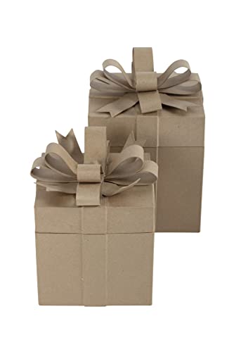 Décopatch BT080C - Set mit 2 Geschenkboxen aus Pappmaché mit Schleife, viereckig 26x26x27cm, zum Dekorieren, ideal als Bastelaktivität, 1 Set, Kartonbraun Décopatch BT080C - Set mit 2 Geschenkboxen aus Pappmaché mit Schleife, viereckig 26x26x27cm, zum Dekorieren, ideal als Bastelaktivität, 1 Set, Kartonbraun von Décopatch