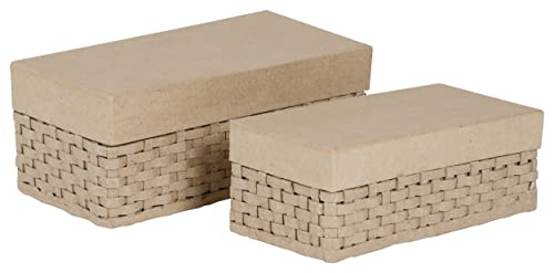 Décopatch BTS083C - Set mit 2 rechteckigen geflochtenen Boxen, einfach zum Verzieren, Kartonbraun, 1 Set Décopatch BTS083C - Set mit 2 rechteckigen geflochtenen Boxen, einfach zum Verzieren, Kartonbraun, 1 Set von Decopatch