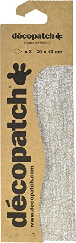 Decopatch C444O Papier, 395 x 298 mm, 3er Pack, weiß/gold mit craquelé effekt Decopatch C444O Papier, 395 x 298 mm, 3er Pack, weiß/gold mit craquelé effekt von Decopatch