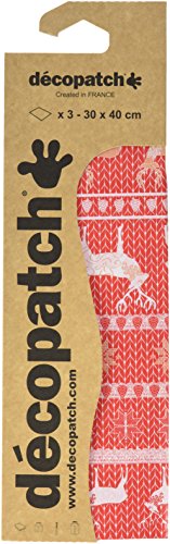Decopatch C611O Papier, 395 x 298 mm, 3er Pack, rote/weiße mit elchemotiven von Decopatch