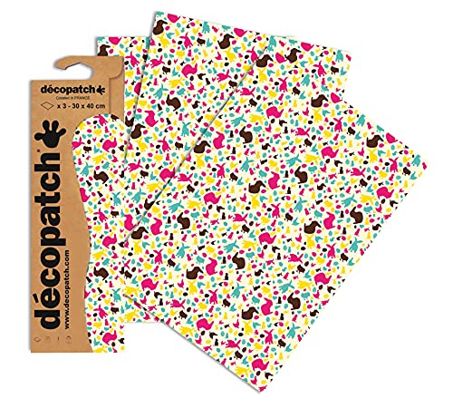 Decopatch C682O - Packung mit 3 gleichen Bögen, Papier No. 682, 30x40 cm, ideal zu Ostern, Vögel mit gelbem Hintergrund, 1 Pack Decopatch C682O - Packung mit 3 gleichen Bögen, Papier No. 682, 30x40 cm, ideal zu Ostern, Vögel mit gelbem Hintergrund, 1 Pack von Décopatch