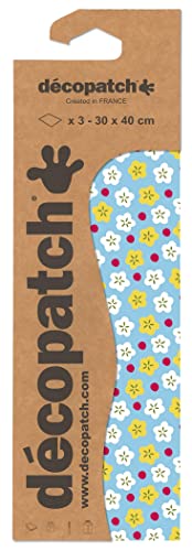 Décopatch C852C - Packung mit 3 Blatt Décopatch-Papier gleichen Musters, Nr. 852, praktisch und einfach zum Verwenden, ideal für Ihre Pappmachés und Bastelprojekte, 1 Pack von Decopatch