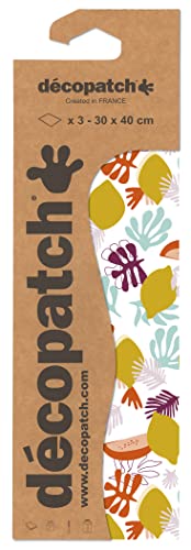 Décopatch C860C - Packung mit 3 Blatt Décopatch-Papier gleichen Musters, Nr. 860, praktisch und einfach zum Verwenden, ideal für Ihre Pappmachés und Bastelprojekte, 1 Pack von Decopatch