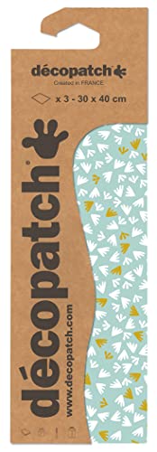 Décopatch C861C - Packung mit 3 Blatt Décopatch-Papier gleichen Musters, Nr. 861, praktisch und einfach zum Verwenden, ideal für Ihre Pappmachés und Bastelprojekte, 1 Pack von Decopatch