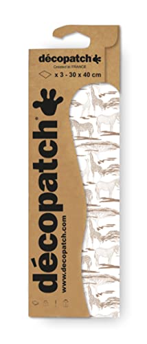 Décopatch C881C - Packung mit 3 Blatt Décopatch-Papier gleichen Musters, 30x40cm, Nr. 881, praktisch und einfach zum Verwenden, ideal für Ihre Pappmachés und Bastelprojekte, 1 Pack von Decopatch