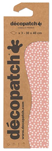 Décopatch C886C - Packung mit 3 Blatt Décopatch-Papier gleichen Musters, 30x40cm, Nr. 886, praktisch und einfach zum Verwenden, ideal für Ihre Pappmachés und Bastelprojekte, 1 Pack von Décopatch