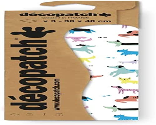 Décopatch C887C - Packung mit 3 Blatt Décopatch-Papier gleichen Musters, 30x40cm, Nr. 887, praktisch und einfach zum Verwenden, ideal für Ihre Pappmachés und Bastelprojekte, 1 Pack von Decopatch