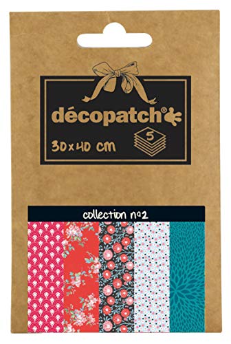 Décopatch DP002O Packung Décopocket mit 5 Papierbogen (30 x 40 cm) (gefaltet, 13 x 9,5 cm, praktisch zum Transportieren und einfach zum Verwenden) 1 Pack farbig sortiert von Decopatch