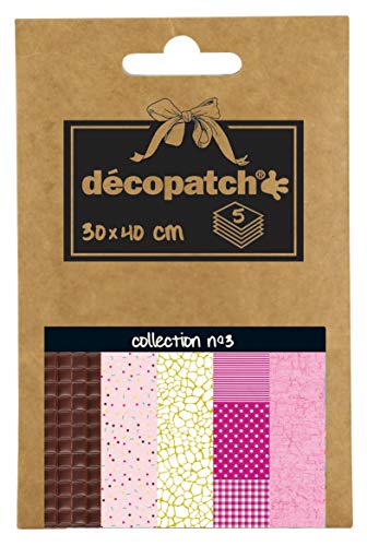 Décopatch DP003O Packung Décopocket mit 5 Papierbogen (30 x 40 cm) (gefaltet, 13 x 9,5 cm, praktisch zum Transportieren und einfach zum Verwenden) 1 Pack farbig sortiert von Decopatch