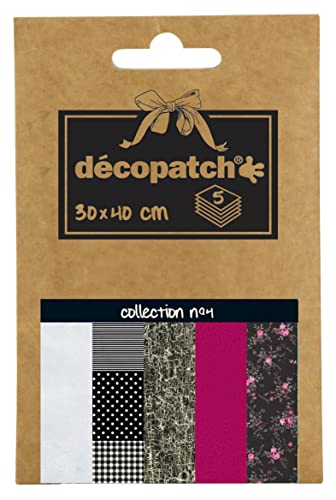 Décopatch DP004O Packung Décopocket mit 5 Papierbogen (30 x 40 cm) (gefaltet, 13 x 9,5 cm, praktisch zum Transportieren und einfach zum Verwenden) 1 Pack farbig sortiert von Decopatch