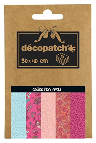 Décopatch DP021C - Déco Pocket No. 21 Packung mit 5 Blatt Décopatch-Papier 30x40cm, 1 Pack von Decopatch