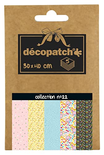 Décopatch DP022C - Déco Pocket No. 22 Packung mit 5 Blatt Décopatch-Papier 30x40cm, 1 Pack von Decopatch