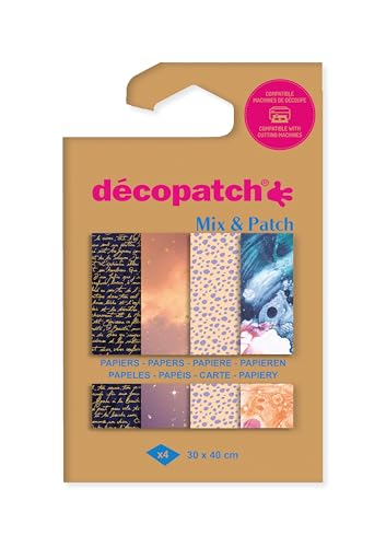 Décopatch DP043C - Packung Mix Patch, mit 4 Blatt Décopatch-Papier 30x40 cm, Magical, gemischte Sortierung, geeignet ab 5 Jahren, 1 Pack von décopatch