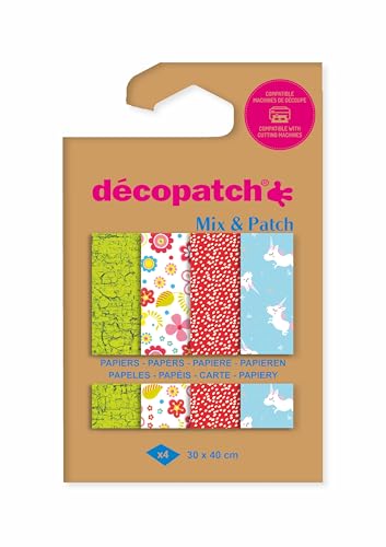 Décopatch DP045C - Packung Mix & Patch, mit 4 Blatt Décopatch-Papier 30x40 cm, Einhörner, gemischte Sortierung, ideal ab 5 Jahren, 1 Pack Décopatch DP045C - Packung Mix & Patch, mit 4 Blatt Décopatch-Papier 30x40 cm, Einhörner, gemischte Sortierung, ideal ab 5 Jahren, 1 Pack von Décopatch
