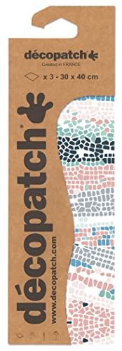 Décopatch C857C - Packung mit 3 Blatt Décopatch-Papier gleichen Musters, Nr. 857, praktisch und einfach zum Verwenden, ideal für Ihre Pappmachés und Bastelprojekte, 1 Pack von Decopatch