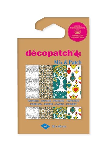 Decopatch Décopatch DP049C – Eine Packung mit 4 Bögen – Maße: 30 x 40 cm – Bedrucktes Papier, Spiritualität – Mix & Patch – ab 5 Jahren, DIY, Kreation, Renovierung, kreative Aktivität von Decopatch