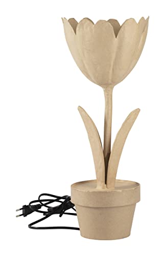 Décopatch HD077C - Lampe aus Pappmaché mit Kabel, 35cm, Kartonbraun, einfach zum Verzieren, 1 Stück, Tulpe von Decopatch