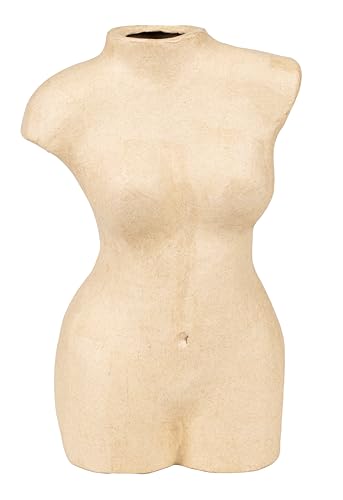 Décopatch HD097C - Damenvase Topf aus Pappmaché, zum Verzieren, wasserfest, 17x10x26cm, Kartonbraun, Frauenkörper Frauenfigur, 1 Stück von Décopatch