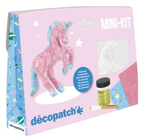 Decopatch Décopatch KIT009O Bastel Set Pappmaché Einhorn (ideal für Kinder, 3,5 x 19 x 13,5 cm) rosa, bunt von Decopatch