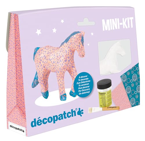 Decopatch Décopatch KIT010O Bastel Set Pappmaché Pferd (ideal für Kinder, 3,5 x 19 x 13,5 cm) lila, rosa von Décopatch