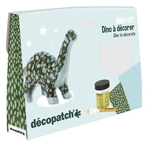 Décopatch KIT011O Bastel Set Pappmaché Dinosaurier (ideal für Kinder, 3,5 x 19 x 13,5 cm) blau, grün von Decopatch
