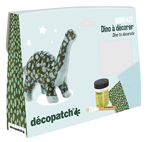 Decopatch KIT011O Bastel Set Pappmaché Dinosaurier (ideal für Kinder, 3,5 x 19 x 13,5 cm) blau, grün von Decopatch