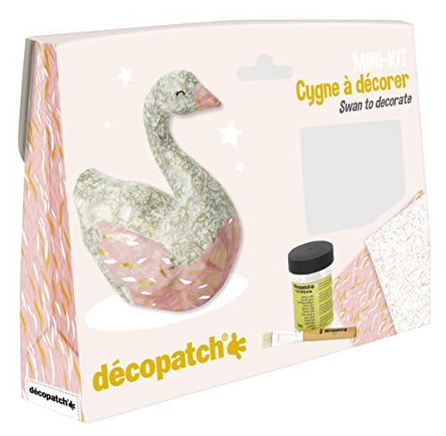 Décopatch KIT027C Bastel Mini-Set Pappmaché (Schwan, ideal für Kinder) 1 Set von Decopatch